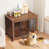 38.6" Dog Crate Furniture With Lockable Wheels Heavy Duty Wooden Dog Kennel With 2 Doors Steel Metal Pet Cage End Table Brown Indoor Dog House For Med