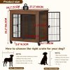 27.2" Dog Crate Furniture With Lockable Wheels Heavy Duty Wooden Dog Kennel With 2 Doors Steel Metal Pet Cage End Table Brown Indoor Dog House For Sma