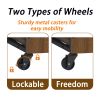 32.5" Dog Crate Furniture With Lockable Wheels Heavy Duty Wooden Dog Kennel With 2 Doors Steel Metal Pet Cage End Table Brown Indoor Dog House For Sma