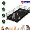 47X24X12" Guinea Pig Cage Small Animal Playpen Diy Metal Pet Enclosure With 20 Panels Waterproof Floor Mat For Hedgehogs Chickens Ducklings Rabbits Ha