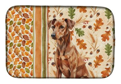 Red German Pinscher Heirloom Fall Dish Drying Mat Absorbent Dish Drying Mat Pad for Kitchen Counter Dish Drainer Mat for Countertop, 14 x 21"