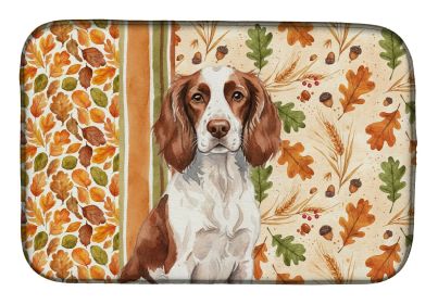 Liver and White English Springer Spaniel Heirloom Fall Dish Drying Mat Absorbent Dish Drying Mat Pad for Kitchen Counter Dish Drainer Mat for Cou