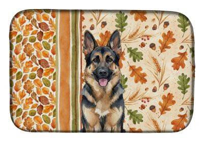 German Shepherd Heirloom Fall Dish Drying Mat Absorbent Dish Drying Mat Pad for Kitchen Counter Dish Drainer Mat for Countertop, 14 x 21", Multic
