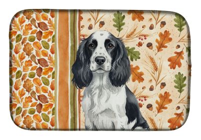 Black and White English Springer Spaniel Heirloom Fall Dish Drying Mat Absorbent Dish Drying Mat Pad for Kitchen Counter Dish Drainer Mat for Cou