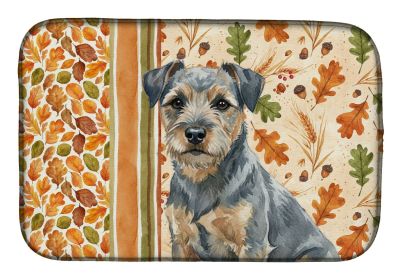 Blue and Tan Border Terrier Heirloom Fall Dish Drying Mat Absorbent Dish Drying Mat Pad for Kitchen Counter Dish Drainer Mat for Countertop, 14 x