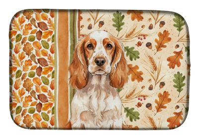 Orange Roan English Cocker Spaniel Heirloom Fall Dish Drying Mat Absorbent Dish Drying Mat Pad for Kitchen Counter Dish Drainer Mat for Counterto
