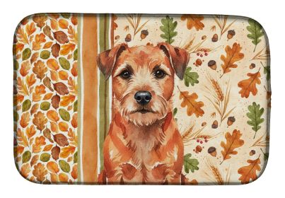 Red Border Terrier Heirloom Fall Dish Drying Mat Absorbent Dish Drying Mat Pad for Kitchen Counter Dish Drainer Mat for Countertop, 14 x 21"