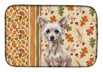 Hairless Chinese Crested Heirloom Fall Dish Drying Mat Absorbent Dish Drying Mat Pad for Kitchen Counter Dish Drainer Mat for Countertop, 14 x 21