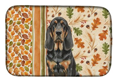 Black and Tan Bloodhound Heirloom Fall Dish Drying Mat Absorbent Dish Drying Mat Pad for Kitchen Counter Dish Drainer Mat for Countertop, 14 x 21