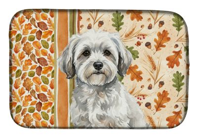White with Gray Coton de Tulear Heirloom Fall Dish Drying Mat Absorbent Dish Drying Mat Pad for Kitchen Counter Dish Drainer Mat for Countertop