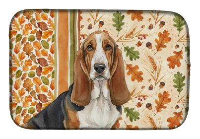 Tricolor and White Basset Hound Heirloom Fall Dish Drying Mat Absorbent Dish Drying Mat Pad for Kitchen Counter Dish Drainer Mat for Countertop