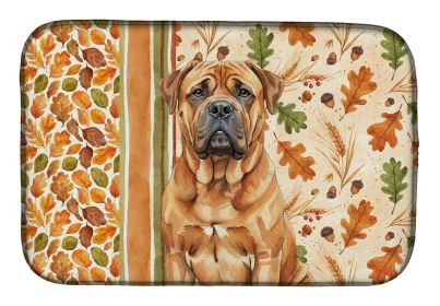 Red Bullmastiff Heirloom Fall Dish Drying Mat Absorbent Dish Drying Mat Pad for Kitchen Counter Dish Drainer Mat for Countertop, 14 x 21", Multic