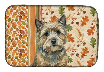 Cairn Terrier Heirloom Fall Dish Drying Mat Absorbent Dish Drying Mat Pad for Kitchen Counter Dish Drainer Mat for Countertop, 14 x 21", Multicol