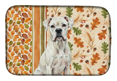White Boxer Heirloom Fall Dish Drying Mat Absorbent Dish Drying Mat Pad for Kitchen Counter Dish Drainer Mat for Countertop, 14 x 21", Multicolor