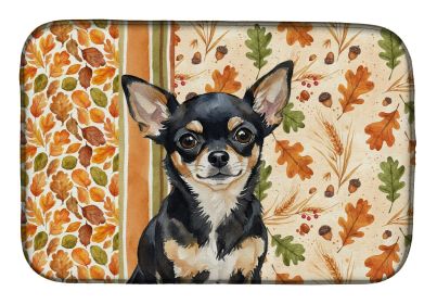 Black and Tan Chihuahua Heirloom Fall Dish Drying Mat Absorbent Dish Drying Mat Pad for Kitchen Counter Dish Drainer Mat for Countertop, 14 x 21"