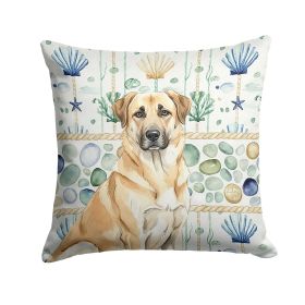 Anatolian Shepherd Dog Coastal Sea Glass Throw Pillow Decorative Indoor Outdoor Accent Cushion for Couch, Bed or Patio, 18Hx18W