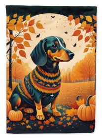 Dachshund Fall House Flag Large Porch Sleeve Pole Decorative Outside Yard Banner Artwork Wall Hanging, Polyester, House Size, Multicolor