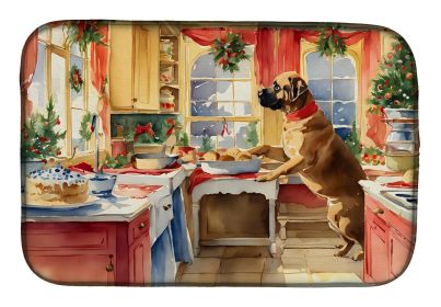 Mastiff Christmas Cookies Dish Drying Mat Absorbent Dish Drying Mat Pad for Kitchen Counter Dish Drainer Mat for Countertop, 14 x 21", Multicolor