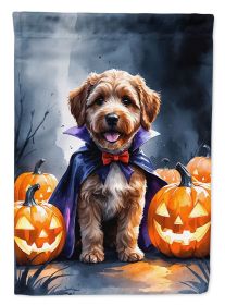 Chocolate Labradoodle Puppy Halloween House Flag Large Porch Sleeve Pole Decorative Outside Yard Banner Artwork Wall Hanging, Polyester, House Si