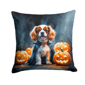 Cavalier Spaniel Puppy Halloween Throw Pillow Machine Washable, Indoor Outdoor Decorative Pillow for Couch, Bed or Patio, 14Hx14W