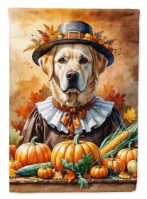 Yellow Labrador Retriever Thanksgiving House Flag Large Porch Sleeve Pole Decorative Outside Yard Banner Artwork Wall Hanging, Polyester, House S