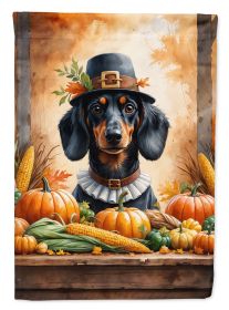 Dachshund Thanksgiving House Flag Large Porch Sleeve Pole Decorative Outside Yard Banner Artwork Wall Hanging, Polyester, House Size, Multicolor