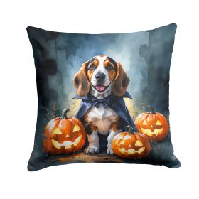 Basset Hound Puppy Halloween Throw Pillow Machine Washable, Indoor Outdoor Decorative Pillow for Couch, Bed or Patio, 18Hx18W