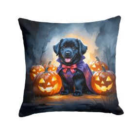 Black Newfoundland Puppy Halloween Throw Pillow Machine Washable, Indoor Outdoor Decorative Pillow for Couch, Bed or Patio, 18Hx18W
