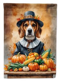 Beagle Thanksgiving House Flag Large Porch Sleeve Pole Decorative Outside Yard Banner Artwork Wall Hanging, Polyester, House Size, Multicolor