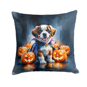 Saint Bernard Puppy Halloween Throw Pillow Machine Washable, Indoor Outdoor Decorative Pillow for Couch, Bed or Patio, 18Hx18W