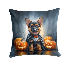 German Shepherd Puppy Halloween Throw Pillow Machine Washable, Indoor Outdoor Decorative Pillow for Couch, Bed or Patio, 14Hx14W