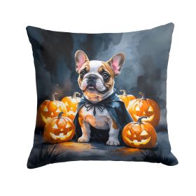 French Bulldog Puppy Halloween Throw Pillow Machine Washable, Indoor Outdoor Decorative Pillow for Couch, Bed or Patio, 14Hx14W