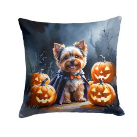 Yorkshire Terrier Puppy Halloween Throw Pillow Machine Washable, Indoor Outdoor Decorative Pillow for Couch, Bed or Patio, 14Hx14W