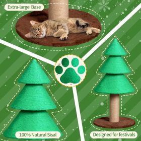 31.5in Christmas Tree Cat Scratcher, Cat Scratching Post For Indoor Cats, Large Sisal Cat Scratching Tree Cat Scratch Tower, Green (Option: defaulttitle)
