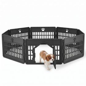 Plastic Dog With Movable Enclosure, Suitable For Small And Medium-sized Dogs, Cats And Rabbits. (Option: Black 8p)