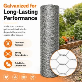 Anti-corrosion Hot-dip Galvanized Wire MeshPremium Chicken Wire Hexagonal Galvanized Mesh, Suitable For Chicken Coops, Rabbit Cages, And Fence Protect (Option: 24inX99)