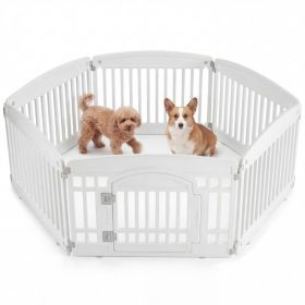 Dog Playpen Safe & Secure Indoor-Outdoor Pet Fence -Folding & Portable   Ideal For Small To Medium Dogs - Easy To Clean (Option: WHITE)