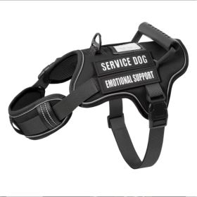 USLOCAL Tactical Service Dog Harness With Control Handle No Pulling Adjustable Reflective Pet Vest Harness Easy Walking Training (Option: Black-L)