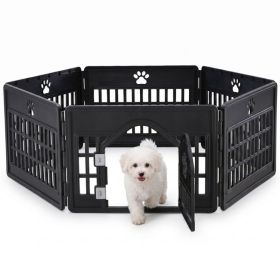 Plastic Dog With Movable Enclosure, Suitable For Small And Medium-sized Dogs, Cats And Rabbits. (Option: Black 6p)