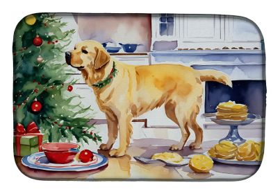 Labrador Retriever Christmas Cookies Dish Drying Mat Absorbent Dish Drying Mat Pad for Kitchen Counter Dish Drainer Mat for Countertop, 14 x 21" (Default: Default)