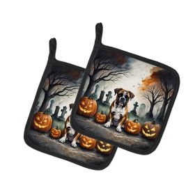 Boxer Spooky Halloween Pair of Pot Holders Kitchen Heat Resistant Pot Holders Sets Oven Hot Pads for Cooking Baking BBQ, 7 1/2 x 7 1/2 (Default: Default)