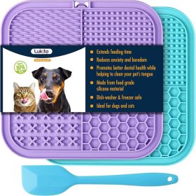 Lick Mat For Dogs  Cats 2 Pack, Slow Feeder Licking Pad With Suction Cups For For Anxiety Relief And Boredom Reducer, Perfect For Bathing Groomin (Option: MULTICOLOR)