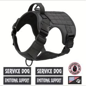Hiphoppet US Local Tactical Service Dog Harness Vest Adjustable Reflective No Pulling Large Dog Harness With Metal Buckle (Option: Black-L)